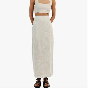 WILLOW NATURAL LINEN LONG SKIRT DISSH Size US 6